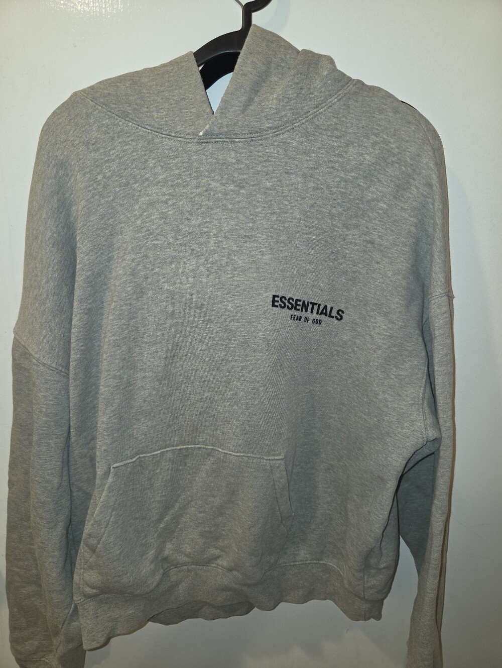 Essentials Light Gray Pullover Hoodie with Small Chest Logo
